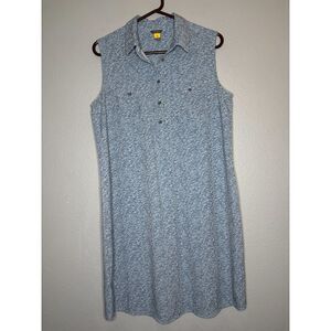Eddie Bauer Blue Sleeveless Collared Button Front Dress Size Large